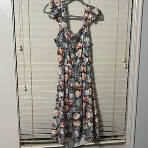XL mid length floral dress with open back
